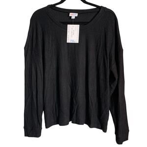 LuLaRoe LuLu Long Sleeve Black Top XL NWT!